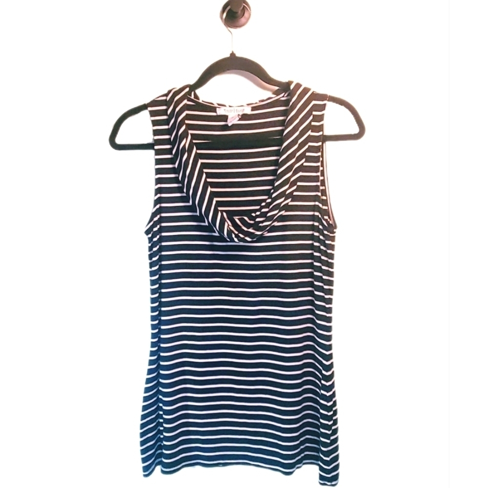 WHITE HOUSE BLACK MARKET Sleeveless Tunic Striped Blouse Cowl Neck Top (M) EUC